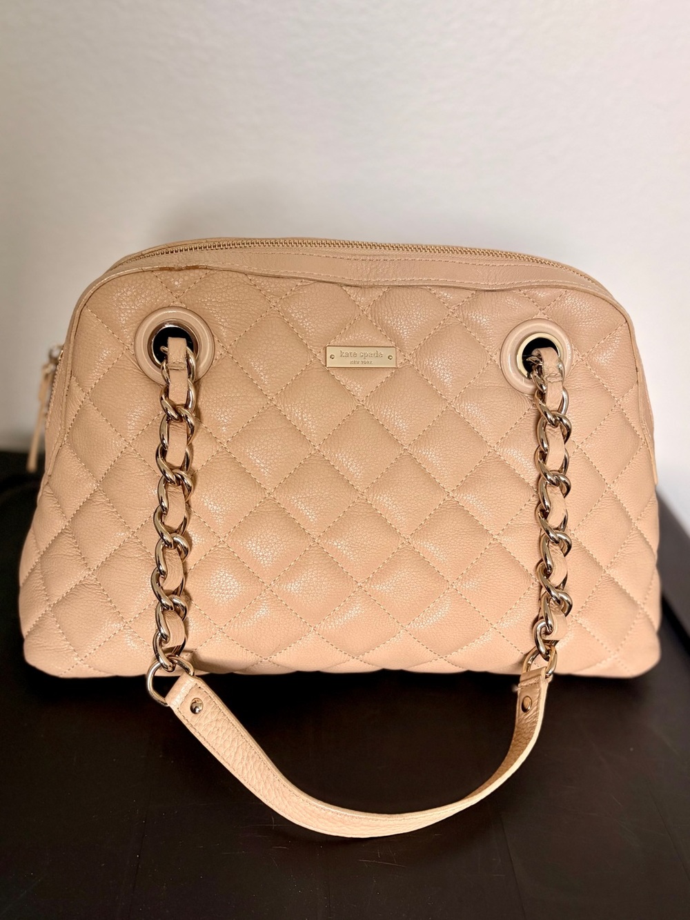 kate spade Quilted Leather Shoulder Bag - Nude- Used